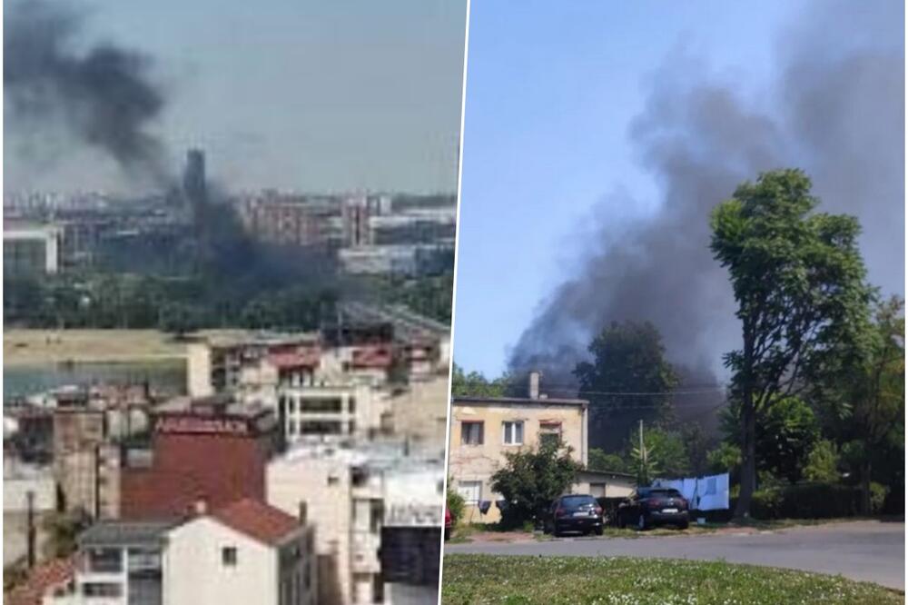 PRVE SLIKE POŽARA U CENTRU BEOGRADA: Gust dim prekrio Brankov most, vatrogasci na terenu
