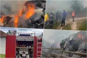 POŽAR NA PEŠTERU! Vatra zahvatila bale sena u blizini porodične kuće, vatrogasci sprečili veću katastrofu