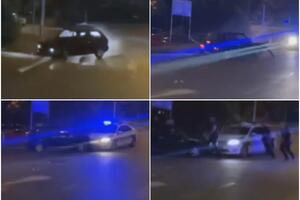 FILMSKA POTERA U MIRIJEVU: Jugom bežao od policije, okrenuo se 2 puta pa smrskao auto ODMAH GA OPKOLILI (VIDEO)
