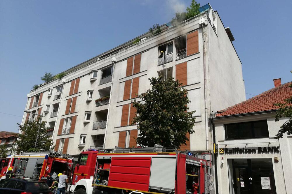 POŽAR U CENTRU VALJEVA: Vatra planula na četvrtom spratu zgrade