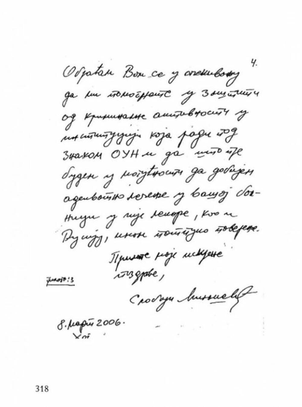 pismo Slobodana Miloševića