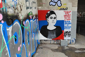 RADOVI U TOKU: Prefarban mural Darji Duginoj ispod Brankovog mosta