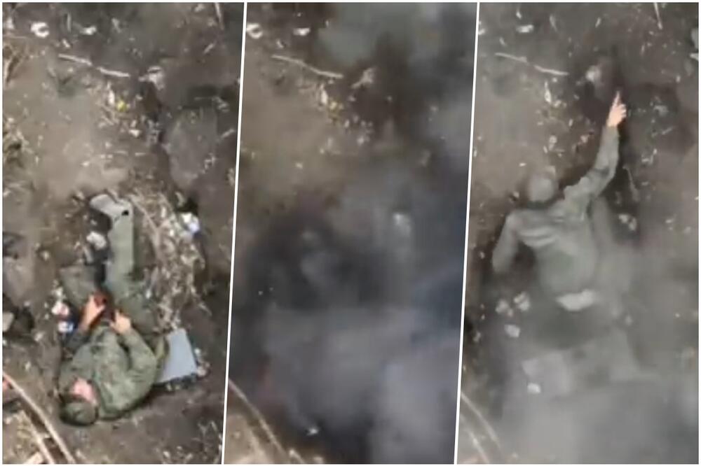 KAKVO BUĐENJE! Ruski vojnik zaspao u najopasnijem trenutku: Ukrajinski dron leti iznad njih i snima teren, a onda BOMBA! (VIDEO)