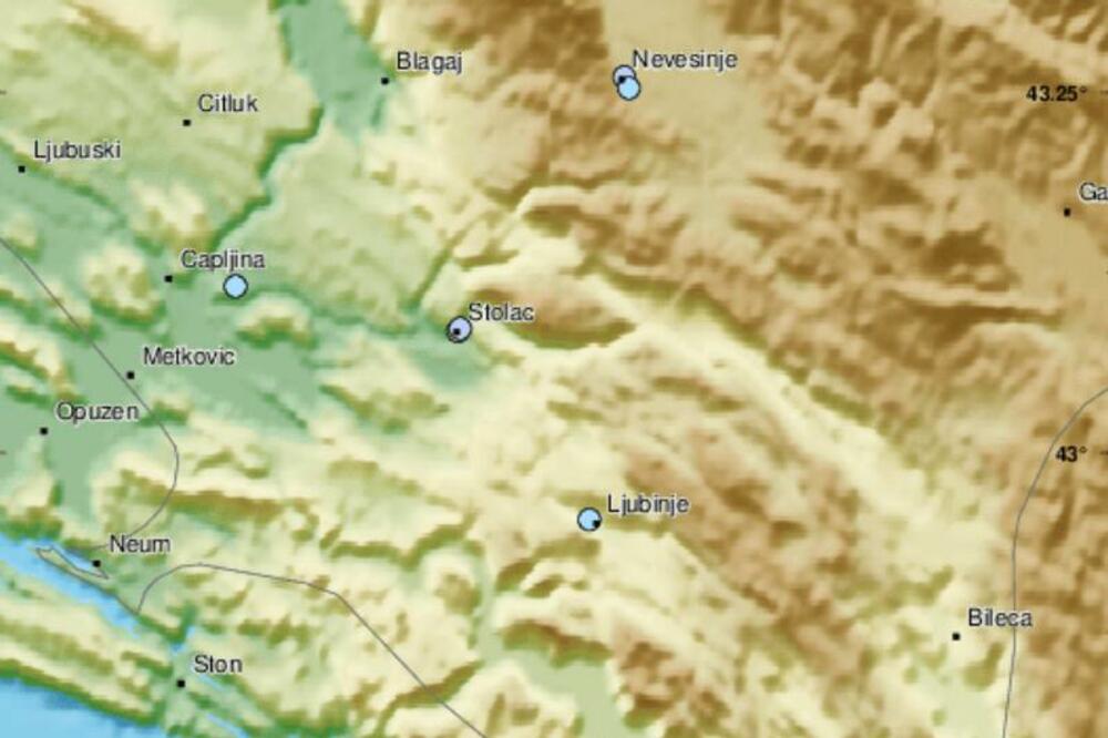 ZEMLJOTRES POGODIO JUG BIH: Potres registrovan kod Nevesinja, tresla se i Dalmacija