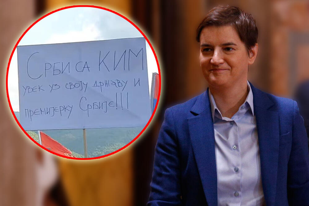 Ana Brnabić, trasnparent, Kosovska Mitorvica