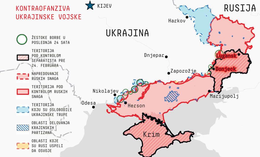 Rusija, Ukrajina, rat, mapa