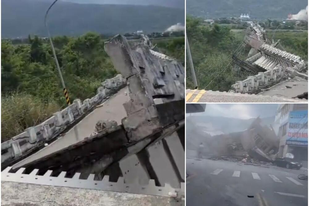 OVO JE TRENUTAK KADA JE ZEMLJOTRES POGODIO TAJVAN: Serija potresa uništila zgrade, puteve VIDEO