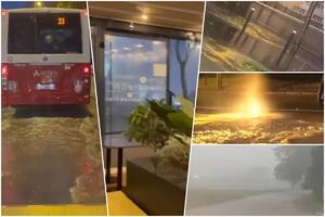 HAOS U BEOGRADU! VODA PRODIRE U KAFIĆE, GEJZIRI NASRED ULICA: Snimci nevremena koje je pogodilo prestonicu! (VIDEO, FOTO)
