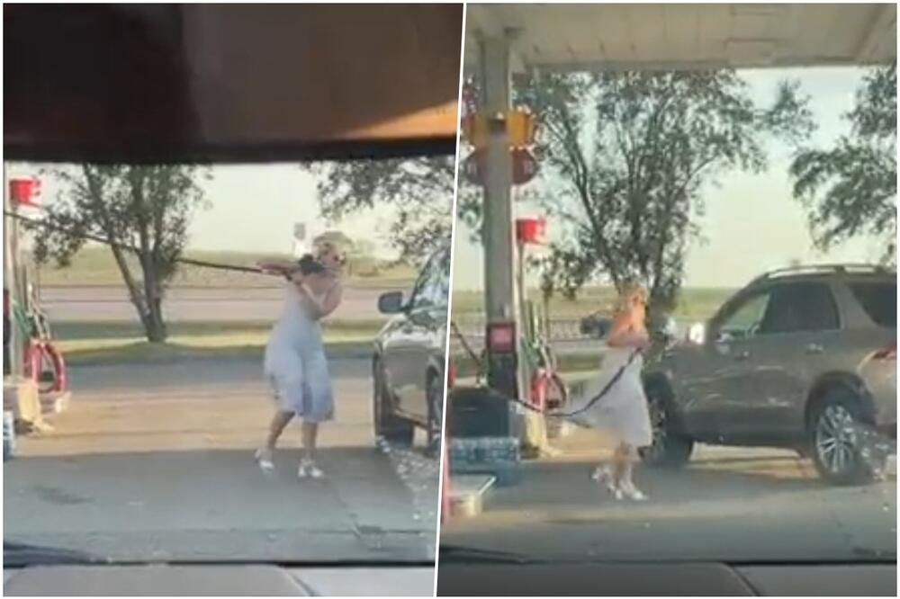 KOLIKO JE URNEBESNO, TOLIKO JE TRAGIČNO: Žena u RATU sa benzinskom pumpom jer ne zna da sipa GORIVO! Snimak preplavio mreže!