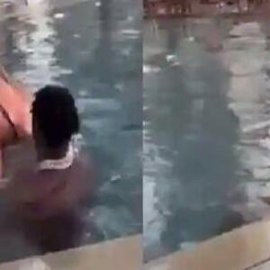 ŠOKANTAN SNIMAK! Bahata zvezda maltretirala ženu u bazenu: Udarao je GOLOM