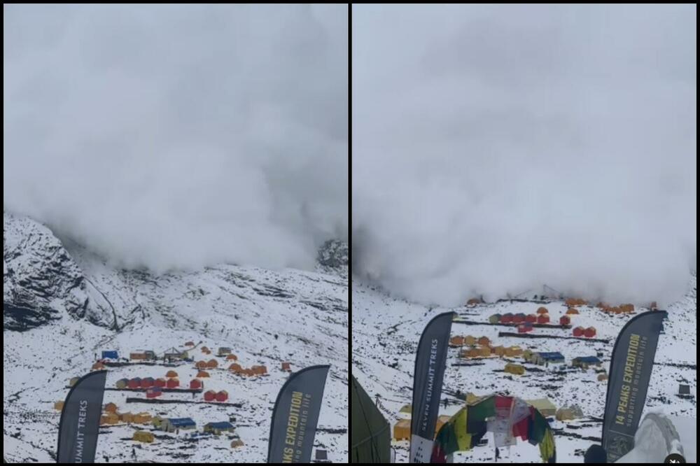 HOROR NA HIMALAJIMA: Ovako je snežna lavina zatrpala alpinistički kamp! Unišeno 30 šatora VIDEO