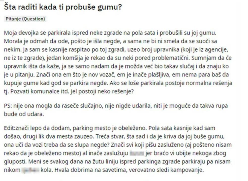 parkiranje, bušenje guma