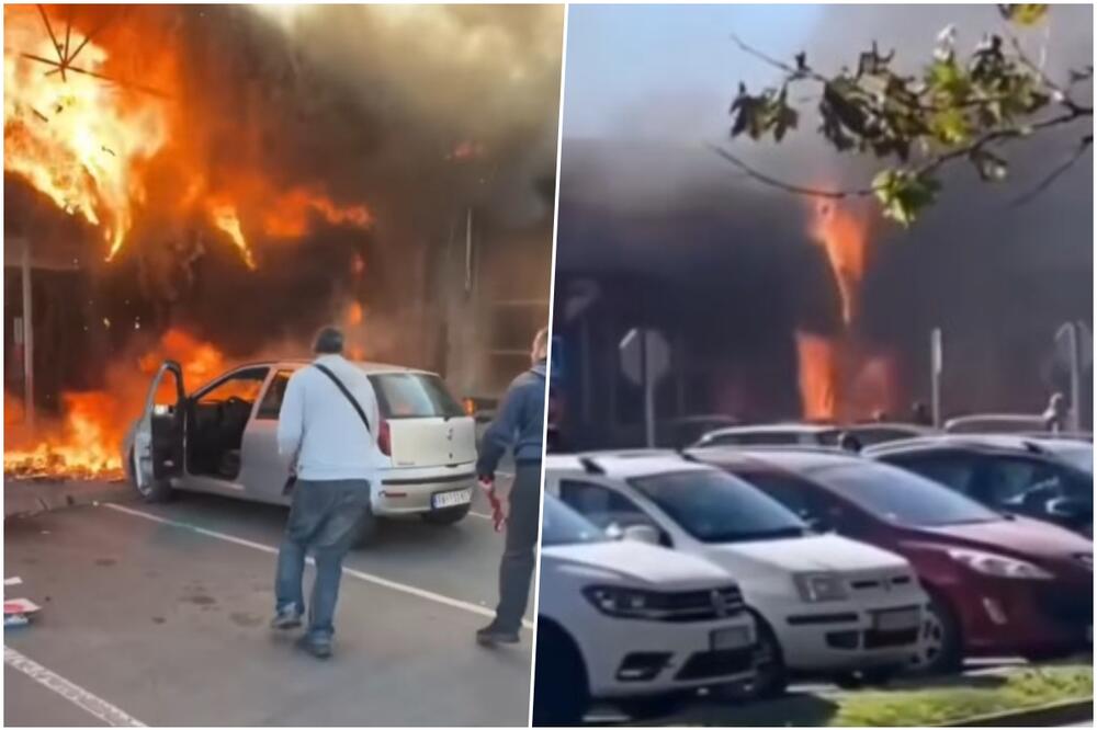 VATRENA BUKTINJA UMALO PROGUTALA CEO PANČEVAČKI TRŽNI CENTAR: Pogledajte ogroman plamen, ljudi u panici gasili (VIDEO)