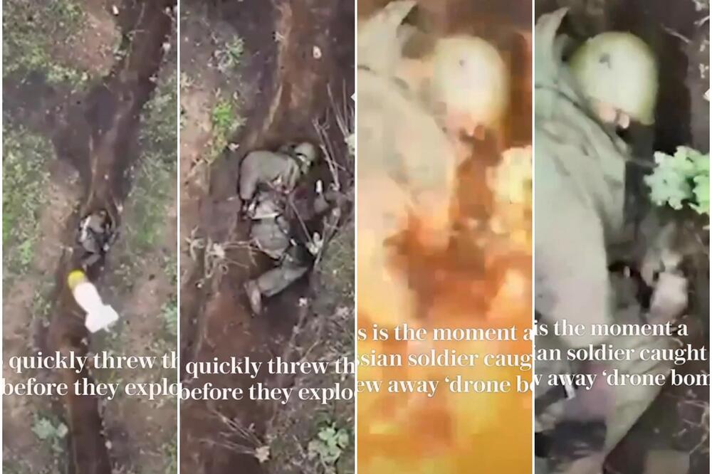 POGLEDAJTE ŠTA RADI, OVO JE NEVIĐENO: Ruski vojnik preživeo napad ukrajinskog drona! 2 bombe sa neba padaju PRAVO U ROV! (VIDEO)