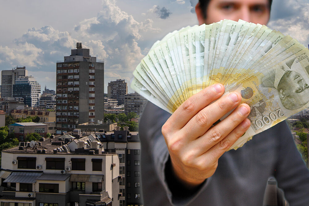 Beograd, dinari, muskarac drži dinare, novac u rukama