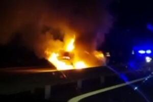STRAVIČNA SMRT KOD ALEKSINCA: Preminuo vozač audija koji se zapalio na auto-putu (VIDEO)