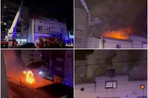 POŽAR U VOJVODE STEPE: Vatra usred noći počela u stanu na drugom spratu i zahvatila krov, 27 vatrogasaca na terenu (FOTO)