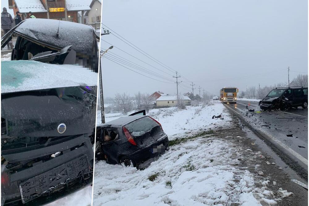 TRAGOVI KRVI U SNEGU I POTPUNO UNIŠTENA VOZILA: Prve slike sa mesta teške nesreće na putu Šabac-Valjevo, na mestu poginuo vozač