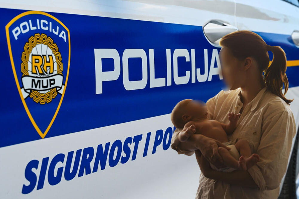 Hrvatska policija, žena sa bebom