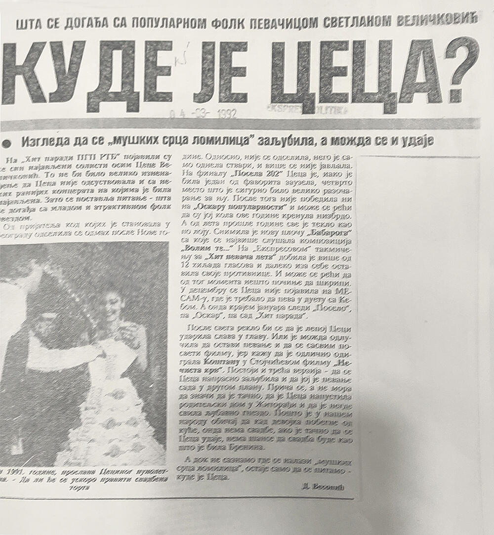 novine, sken, Svetlana Ražnatović, Ceca Ražnatović