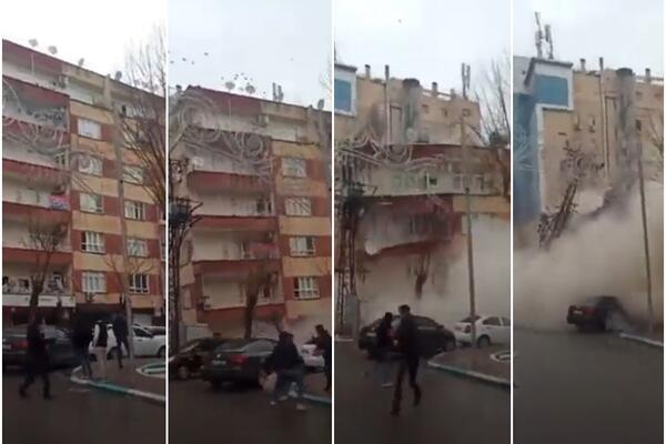 KAMERA ZABELEŽILA JEZIVI TRENUTAK RUŠENJA ZGRADE U TURSKOJ: Čula se vika, a onda tutnjava i pad! Ulica je bila puna dima (VIDEO)