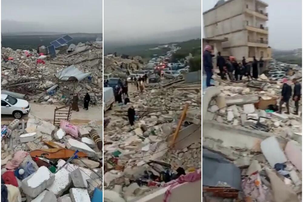 KATAKLIZMA I U SIRIJI: Ovako izgleda grad Harem posle zemljotresa! Zgrade u ruševinama! Ljudi traže zatrpane (VIDEO)