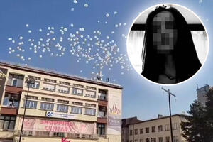 STOTINE BELIH BALONA POLETELO U NEBO ZA JOVANU Učenici se u centru Leskovca oprostili od poginule drugarice: Postala je anđeo