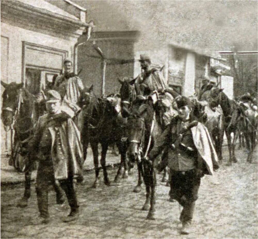 Az osztrák-magyarok bevonulása Belgrádba, néhány Az egységek egy része a Honvédkórházba vonult kivégezni a sebesült szerb védőket.