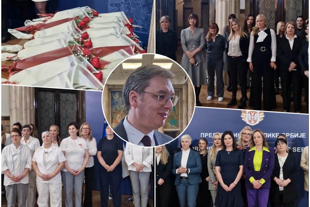 VELIKO HVALA ZA TRUD, RAD, ENERGIJU: Predsednik Vučić poklonio cveće ženama koje rade u Predsedništvu Srbije povodom 8. marta