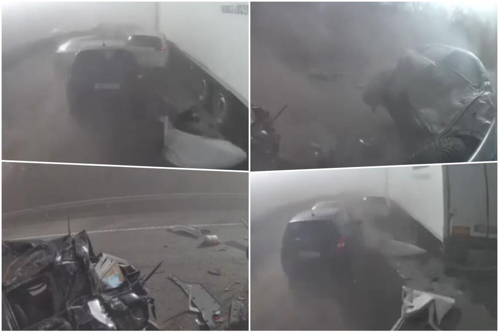 UZNEMIRUJUĆI SNIMAK TRENUTKA JEZIVOG LANČANOG SUDARA: Šta je snimila kamera na vozilu jednog od učesnika udesa! VIDEO