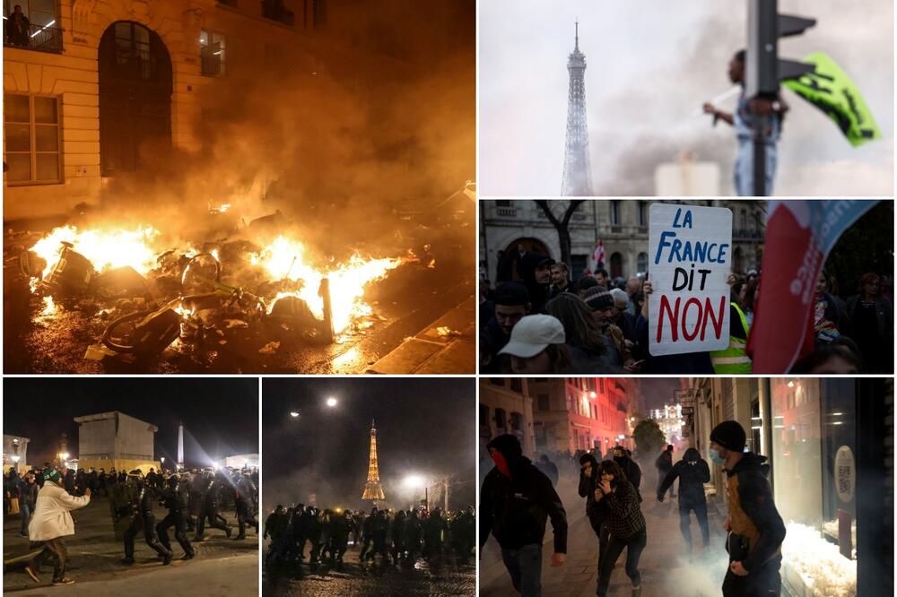 PROTESTI U FRANCUSKOJ ZBOG USVAJANJA PENZIONE REFORME: Privedeno više od 200 demonstranata, policija ispaljivala suzavac (VIDEO)