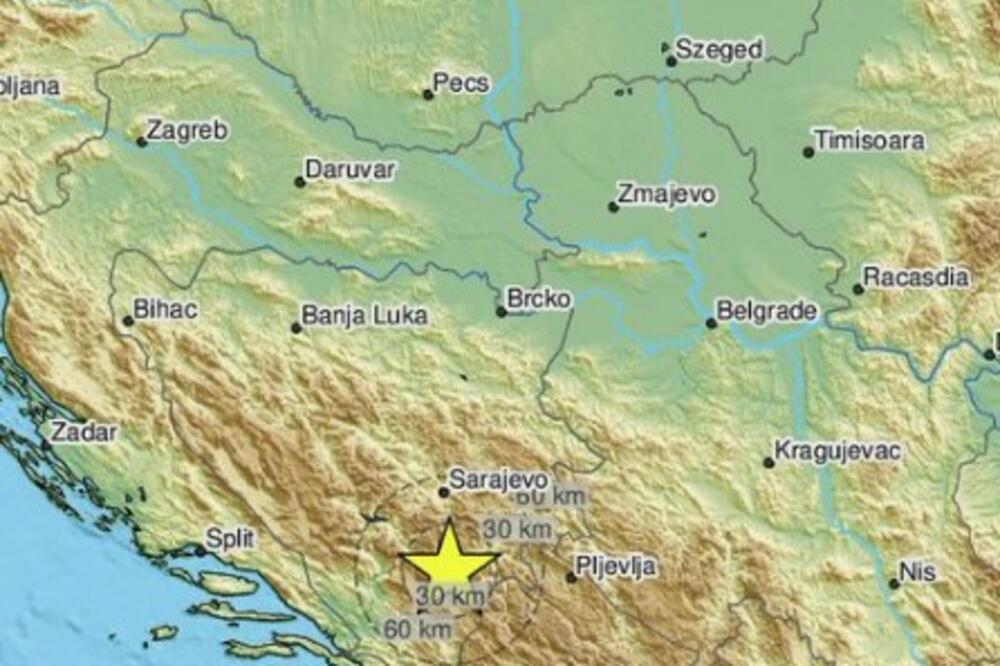 ZEMLJOTRES U BIH: Epicentar potresa jačine 2,8 stepeni Rihtera 48 kilometara od Mostara, osetio se i u Sarajevu