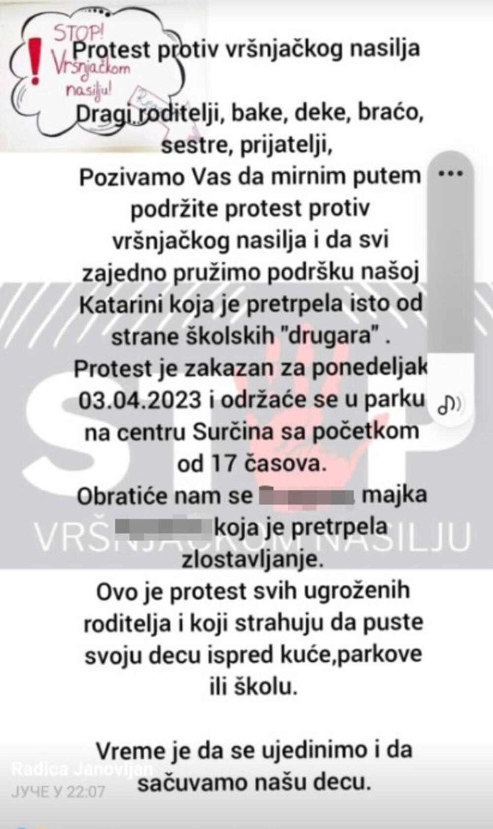 protest, Vršnjačko Nasilje, Silovana Devojčica, Surčin