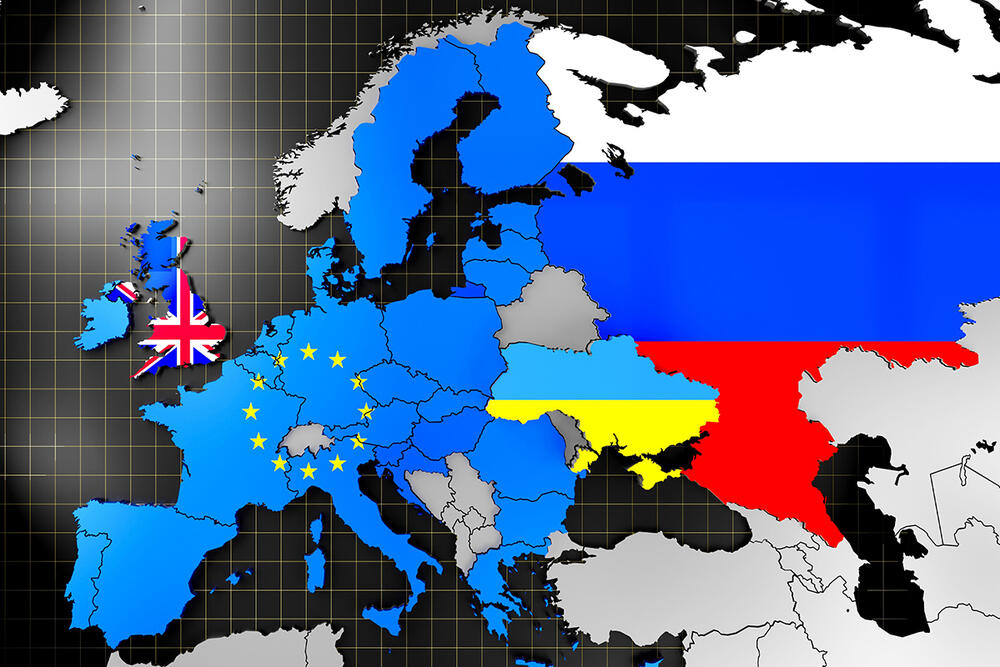mapa Evrope, Rusija, Ukrajina, EU, Evropska Unija