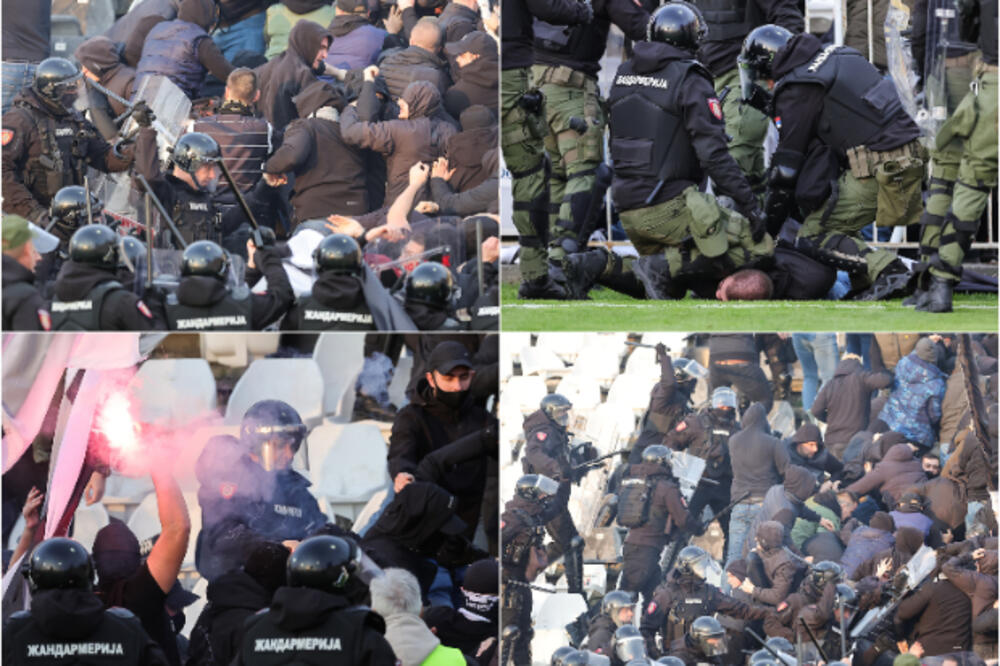 TUČA GROBARA I POLICIJE: Pogledajte šta se dešava na Banovom brdu! Navijači Partizana prekinuli meč! VIDEO, FOTO