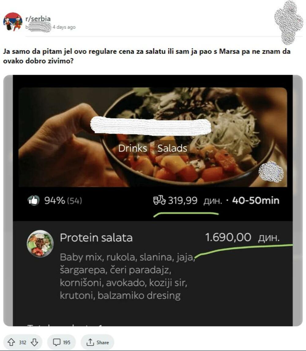 salata, Redit