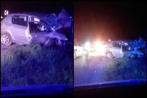 SA PROSLAVE U SMRT! Prve slike stravične nesreće kod Smedereva: Auto potpuno slupan, mladić stradao na mestu