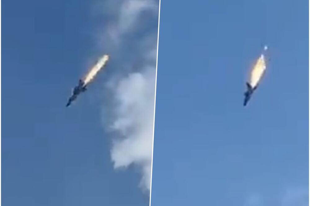 BUKTINJA NA NEBU: Kamera zabeležila pad MiG-31 u Močenogorsku! Letelica sa zapaljenim motorima projurila iznad građana! VIDEO