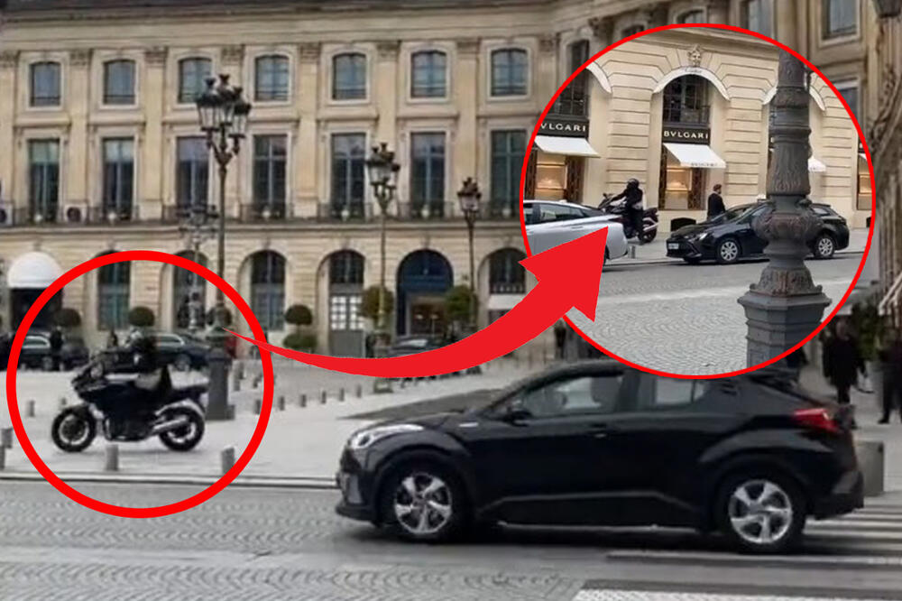 ČUVENA ZLATARA OPLJAČKANA U CENTRU PARIZA: Pogledajte šok snimak razbojnika na motoru STOJI SA PUŠKOM I TERA PROLAZNIKE (VIDEO)