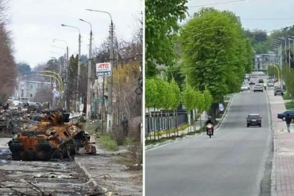 BUČA PRE GODINU DANA I SAD: Reč je o istoj ulici, od spaljene zemlje Ukrajinci napravili čudo (FOTO)