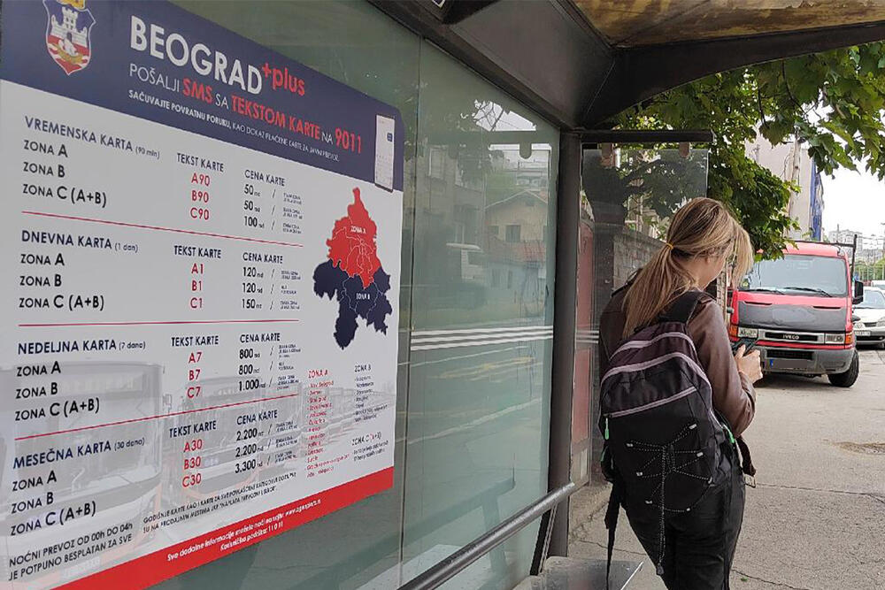 GSP, autobusko stajalište, gradski prevoz, kupovina karata, karta, sms, sms poruka, Beograd plus