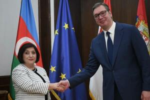 PREDSEDNIK VUČIĆ SA PREDSEDNICOM NS AZERBEJDŽANA: Razgovarali o bilateralnim odnosima, ekonomskoj i drugim vidovima saradnje