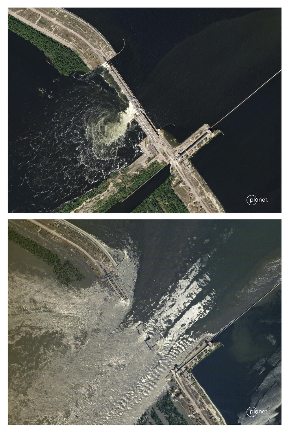 Poplave, Dnjepar, hidroelektrana Kahovka, Kahovka, Ukrajina