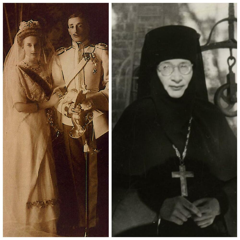 Tatjana Romanova sa mužem i kao potonja monahinja Tamara