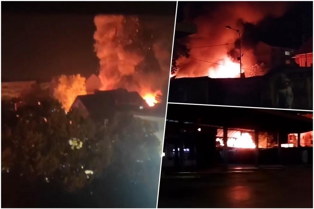 VELIKI POŽAR U BAČKOJ PALANCI: Vatrena stihija zahvatila kinesku radnju kod pijace, vatrogasci na terenu! (VIDEO)