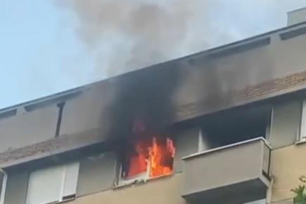 GORI STAN U VOJVODE STEPE! Veliki požar, dim kulja, 19 vatrogasaca se bori sa vatrenom stihijom (VIDEO)