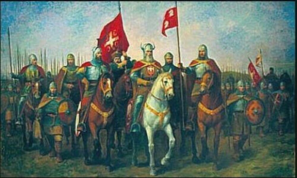 Slika na kojoj je knez Lazar uoči boja na Kosovu