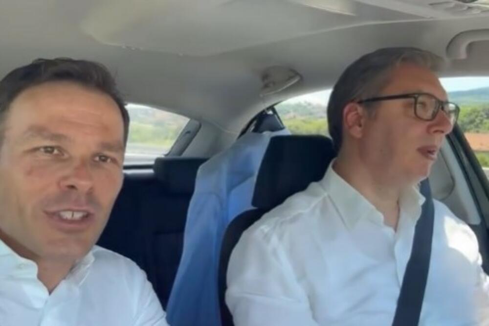 PREDSEDNIK ZA VOLANOM: Vučić i Mali se provozali novom obilaznicom (VIDEO)