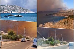 IZGORELO NEKOLIKO KUĆA! Jak vetar otežava gašenje velikog požara u Grčkoj, naređena EVAKUACIJA 3 LETOVALIŠTA (FOTO, VIDEO)
