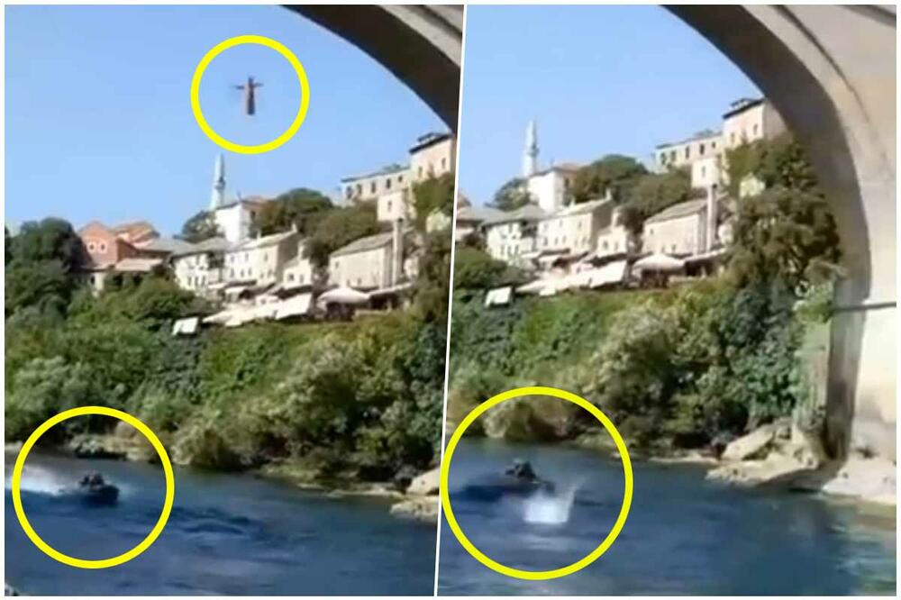 TRAGEDIJA U MOSTARU IZBEGNUTA "ZA DLAKU": Skočio sa mosta, nije video da Neretvom ide čamac... Pogledajte ishod (VIDEO)